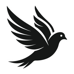 Fototapeta premium Simple silhouette of a dove in flight elegant bird icon for peace and freedom