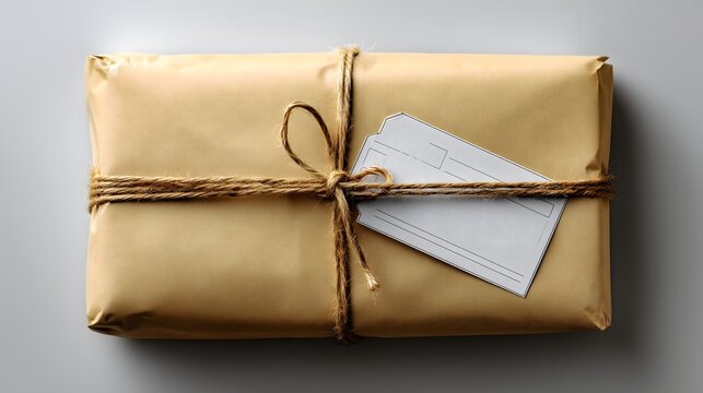 Parcel on clean table shipping label