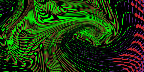 Genetic Art Moire Strong Effect over Fluids Red and Green