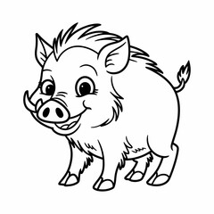 Cute cartoon boar vector illustration scalable eps icon for general use silhouette white background