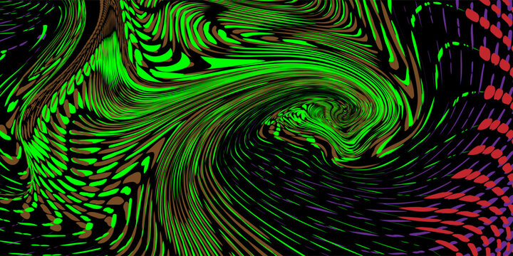 Genetic Art Moire Strong Effect over Fluids Red and Green