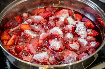 Strawberry Jam Cooking in Pan