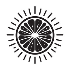 Obraz premium lemon slice vector sketch art silhouette line drawing design illustration