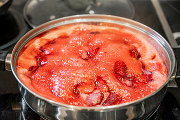Strawberry Jam Cooking in Pan