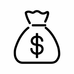 Crisp minimalist icon of a money bag with dollar sign vector illustration scalable eps silhouette white background