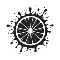 lemon slice vector sketch art silhouette line drawing design illustration