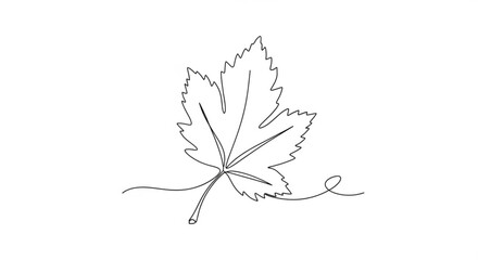Minimalist line art illustration of a single leaf, showcasing intricate details and natural curves, perfect for eco-friendly design projects and nature-themed artwork	