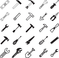 Simple Set of Construction Related Vector Line Icons