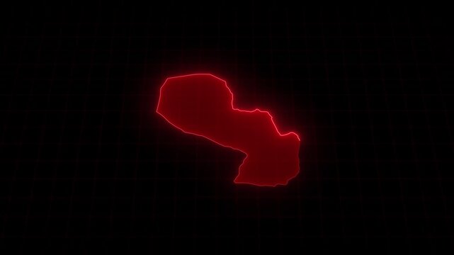 Paraguay map animation, Glowing neon Paraguay map animation background. country territory outline animation. Digital country outline icon for geography

