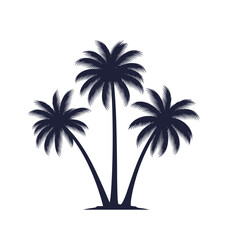 Obraz premium Tropical palm trees silhouette against a white background.