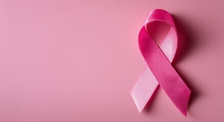 Pink Ribbon on Soft Pink Background Supporting Breast Cancer Awareness