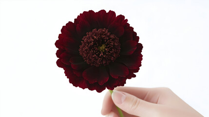 Deep Red Flower Held In Hand