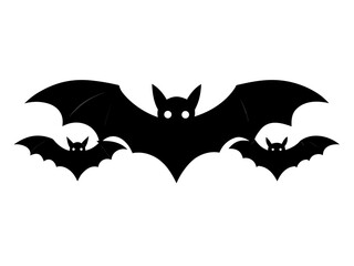 Vector art of silhouette of three bats flying together