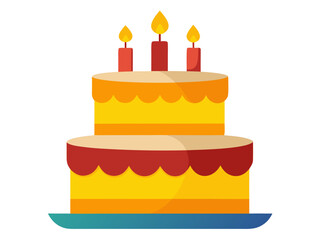 Vector art of twotiered birthday cake with candles