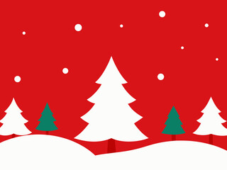 Obraz premium Vector art of christmas background with snow and trees