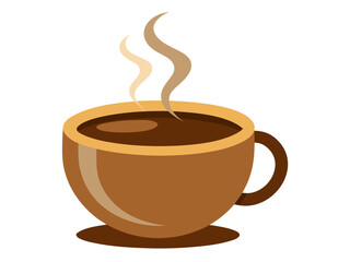 Vector art of a brown cup of hot coffee with steam
