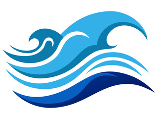 Vector art of stylized blue ocean waves vector illustration