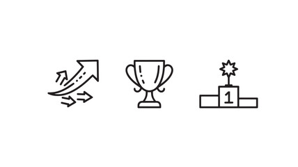 Naklejka premium Set of achievement icons vector line design elements for business success isolated on white background