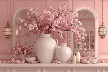 vase and pink flowers