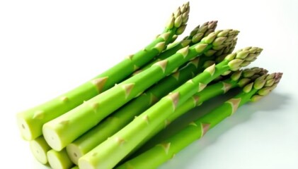 A bunch of bright green asparagus stalks, isolated on pure white , food, spring vegetable, green asparagus