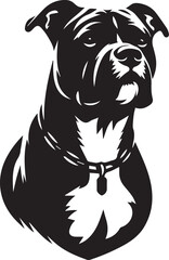 Pitbull Dog Silhouette Vector Black and White Strong Canine Illustration