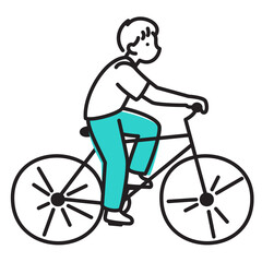 Obraz premium Man peacefully riding bicycle