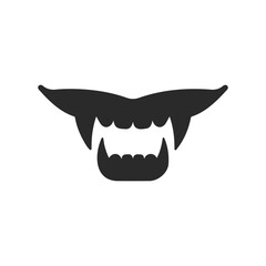 Naklejka premium Vampire fangs icon: black silhouette of sharp teeth on white background