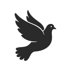 Fototapeta premium Silhouette of a dove in flight against a white background