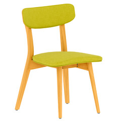 3d render green fabric wooden chair with transparent background