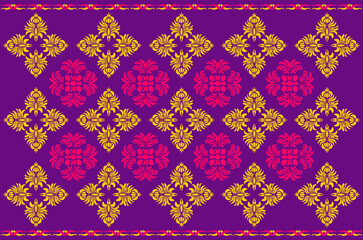 Ethnic seamless violet floral pattern modern textile