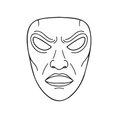 Line art of expressionless mask with angular features