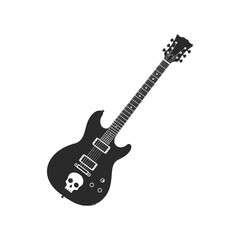 Fototapeta premium Black electric guitar with skull design on body