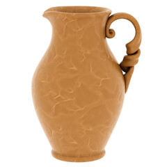 3d render ceramic jug vase with transparent background
