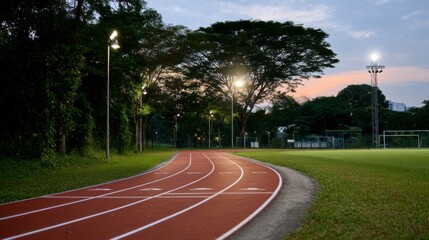 Evening track practice local sports field photography outdoor wide angle athletic development