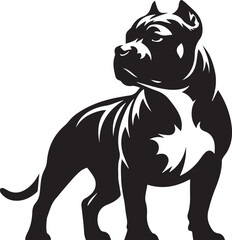 Pitbull Dog Silhouette Vector Black and White Strong Canine Illustration