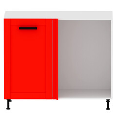 3d render kitchen cabinet red door storage with transparent background