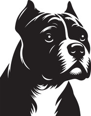 Pitbull Dog Silhouette Vector Black and White Strong Canine Illustration