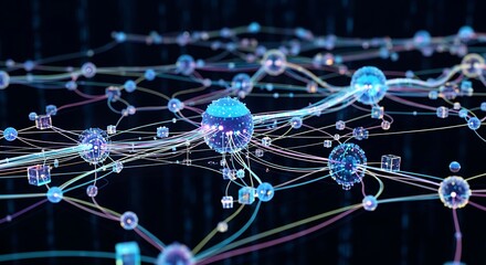 Abstract digital network connection concept with spheres and lines