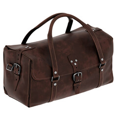 3d render leather travel bag with transparent background