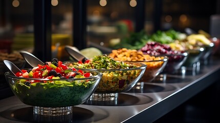 Delicious salad bar with vibrant fresh ingredients for healthy eating and lifestyle choices