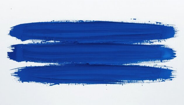 Three Blue Paint Strokes on White Background Keywords: blue, paint, stroke, brush, texture
