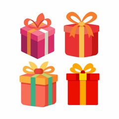 Vector art of a Christmas cute wrapped gift box
