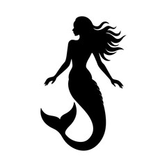 Vector silhouettes of a mermaid