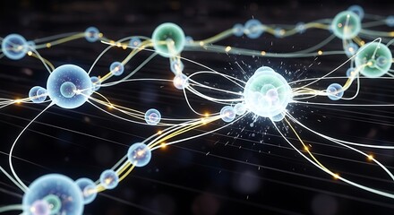 Abstract neural network illustration depicting biological brain activity