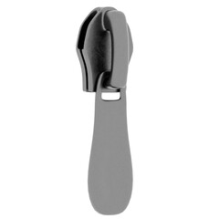 3d render gray zipper puller with transparent background