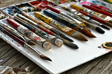 artist palette with brushes