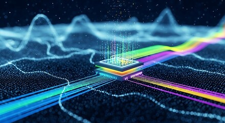 Abstract visualization of data processing and network connections