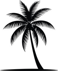 Black palm tree silhouette tropical vector