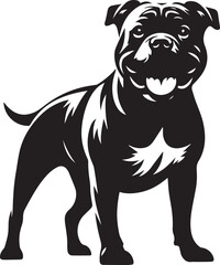 Pitbull Dog Silhouette Vector Black and White Strong Canine Illustration