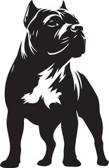 Pitbull Dog Silhouette Vector Black and White Strong Canine Illustration